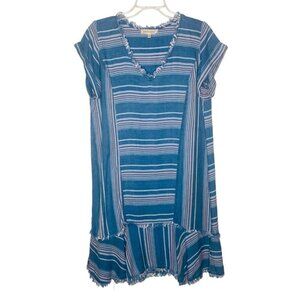 Philosophy Oversized Striped Minimalist Dress Short Sleeve Blue Sz S Midi Dress